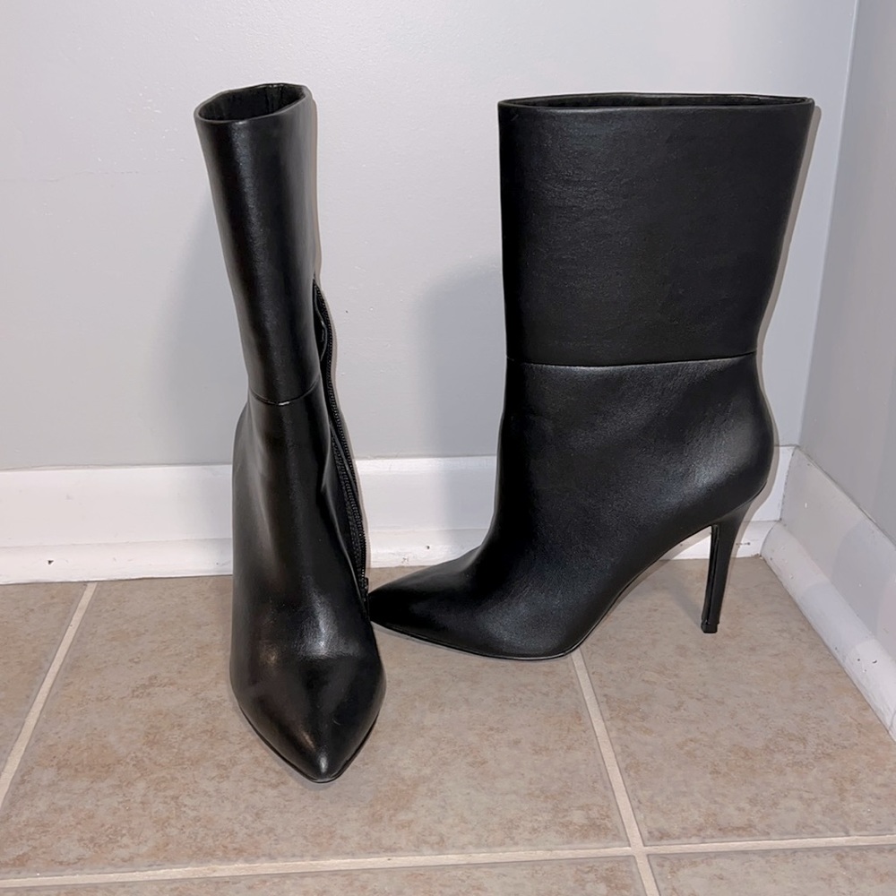 Charles by Charles David Black Leather Boots Free Shipping